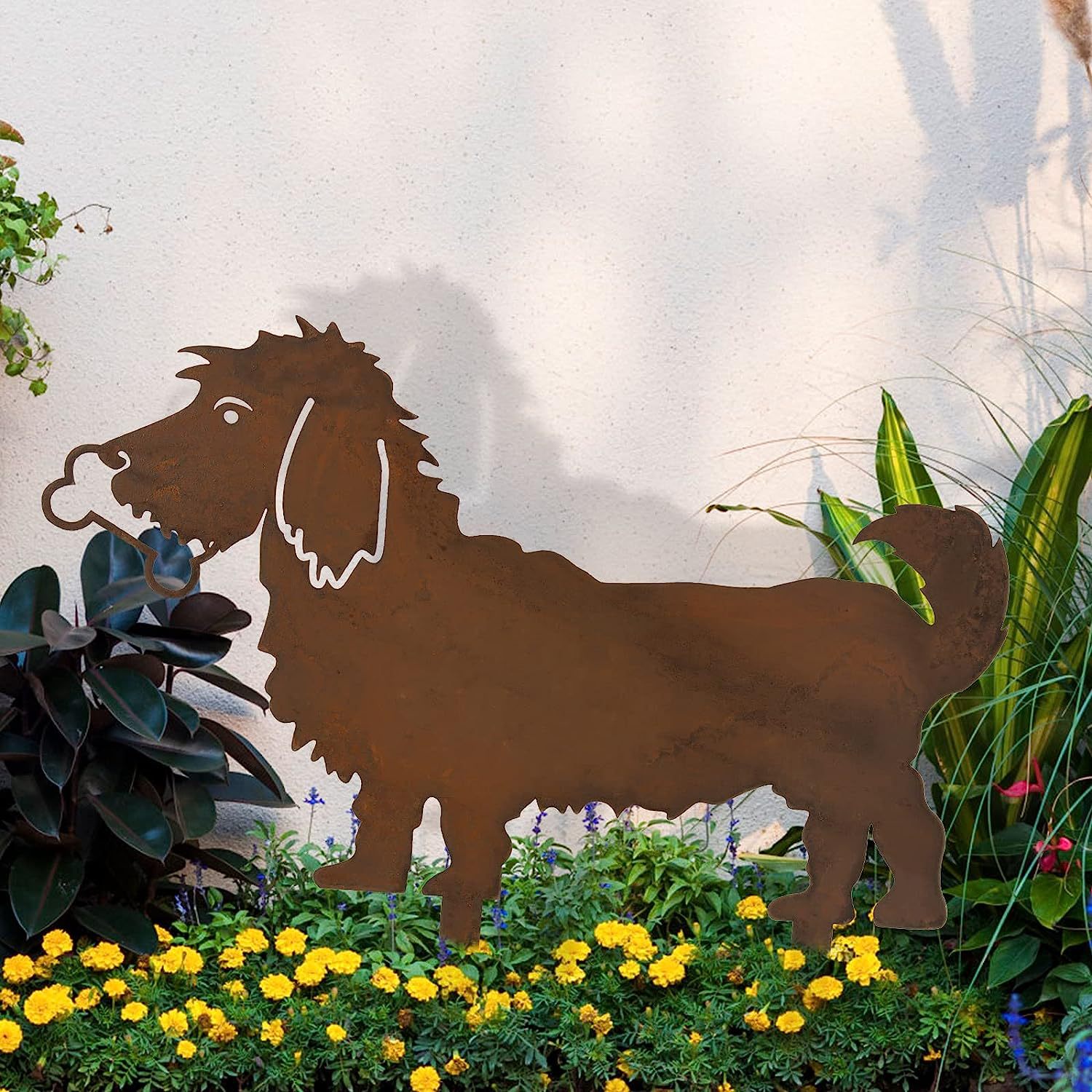 跨境生锈的独角兽小狗剪影圣诞装饰铁艺花园剪影金属庭院工艺品详情17