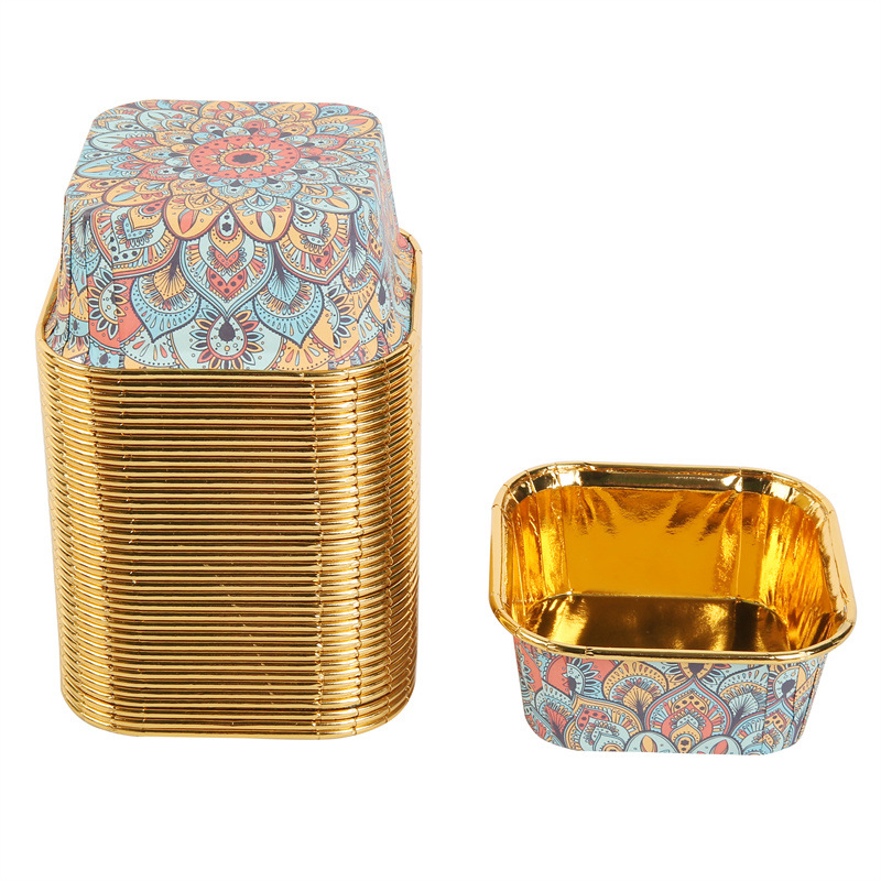 中东款蛋糕纸杯波西米亚风蛋糕纸单面金正方形蛋糕杯详情9