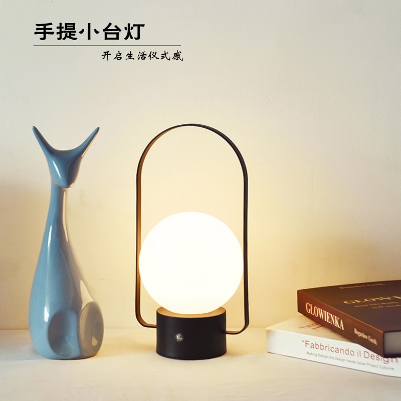 跨境北欧手提台灯创意便捷充电露营灯ins设计师卧室氛围灯小夜灯详情1