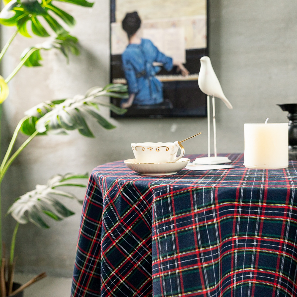 Cross-border Christmas holiday decoration table fabric, retro striped checkered cotton and linen restaurant party cover, Amazon pic 52