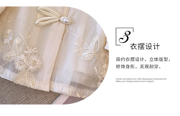 韩版2024春季新款重工刺绣盘扣雪纺衬衫女长袖高级感国风小衫上衣详情5
