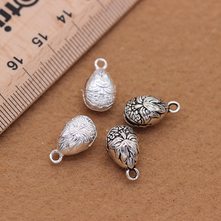 2021diyS925素银莲花木鱼铃铛挂件Diy佛珠水晶泰银配件批发详情12