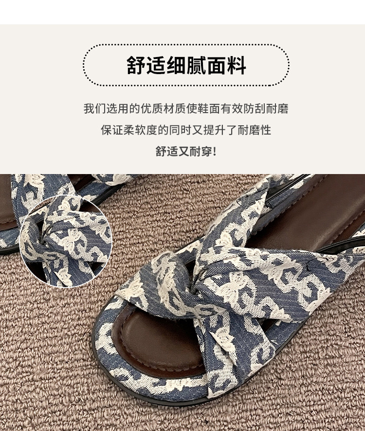 配裙子小香风凉鞋女2024新款夏季复古百搭平底气质沙滩文艺罗马鞋详情4