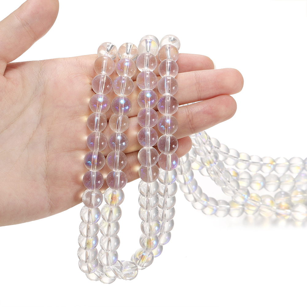 White frosted crystal moonstone, round beads, transparent glass, gradient and dazzling scattered beads, diy bracelet material pic 15