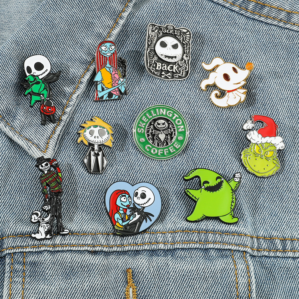 Christmas Eve Horror series brooches, Black Witch pins, European and American Halloween series metal badges pic 12