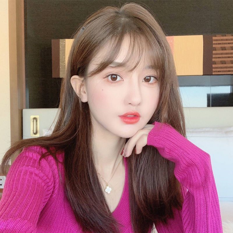 Wig for women, air bangs, medium-long straight hair, lolita full-length cosplay, medium-long hair available, full set of hair available for wholesale pic 4