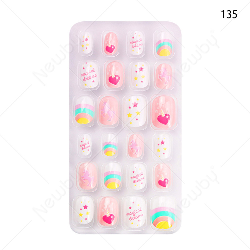 Finished nail sheets for children, 24 pieces of nail patches, cartoon Christmas fake nails, detachable nail stickers with adhesive backing pic 27