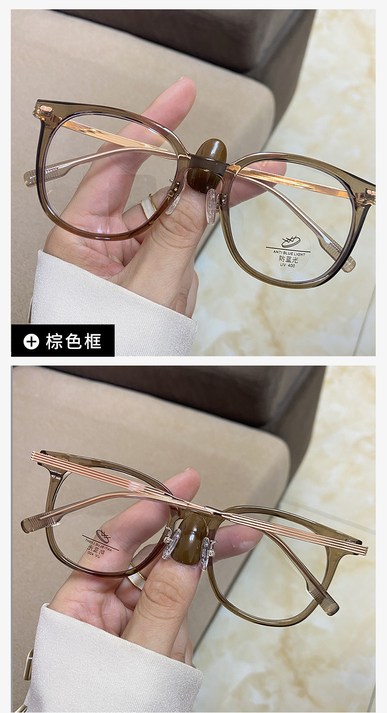 网红同款甜美风近视眼镜高清防蓝光小清新平光镜超轻橄榄绿小镜框详情11