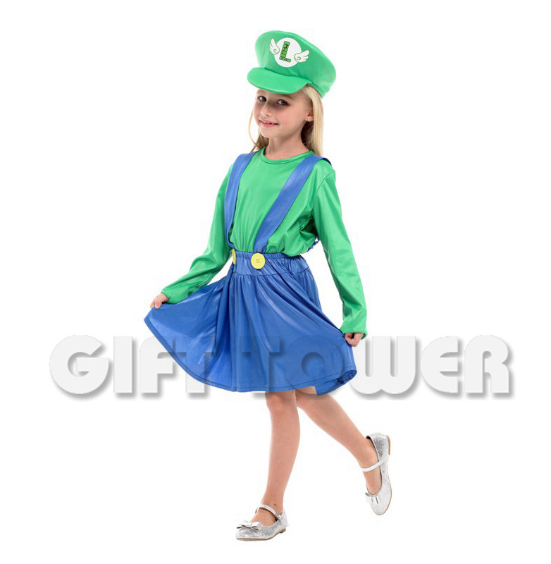 超级玛丽马里奥套装小女水管工舞台表演服装 儿童超人动物猪e道服G-0258 舞台服、表演服详情7