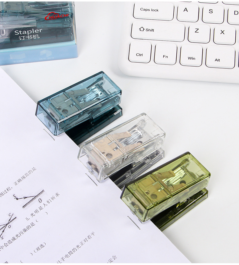 Creative mini transparent stapler, small portable student stapler, wholesale office supplies, stationery set pic 13