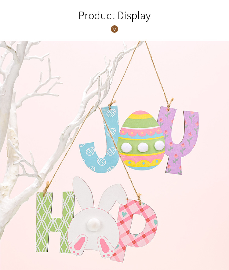 Cross-border new products: Haobei Easter Decorative wooden pendants, Easter rabbit egg pendants, and hanging ornaments pic 6