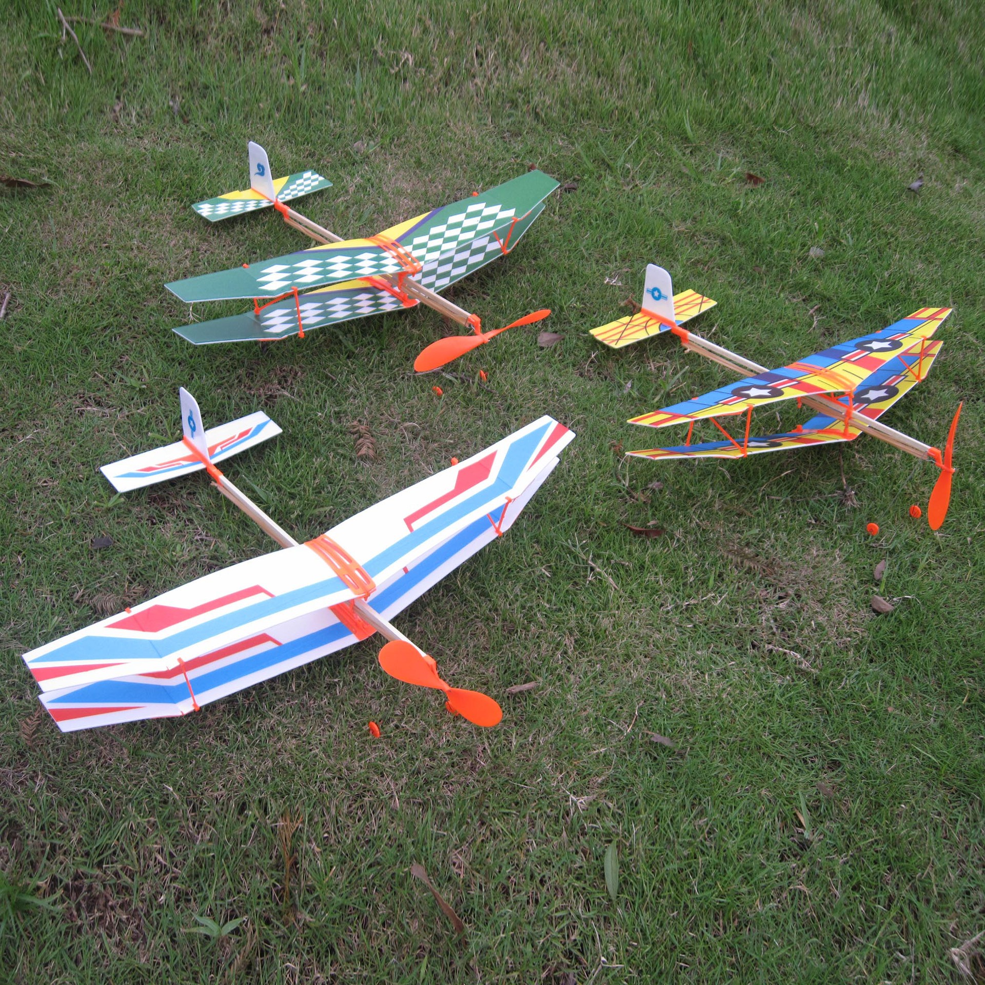 Rubber band power model aircraft, aircraft technology, handcrafted small model, puzzle science experiment, biplane glider pic 4