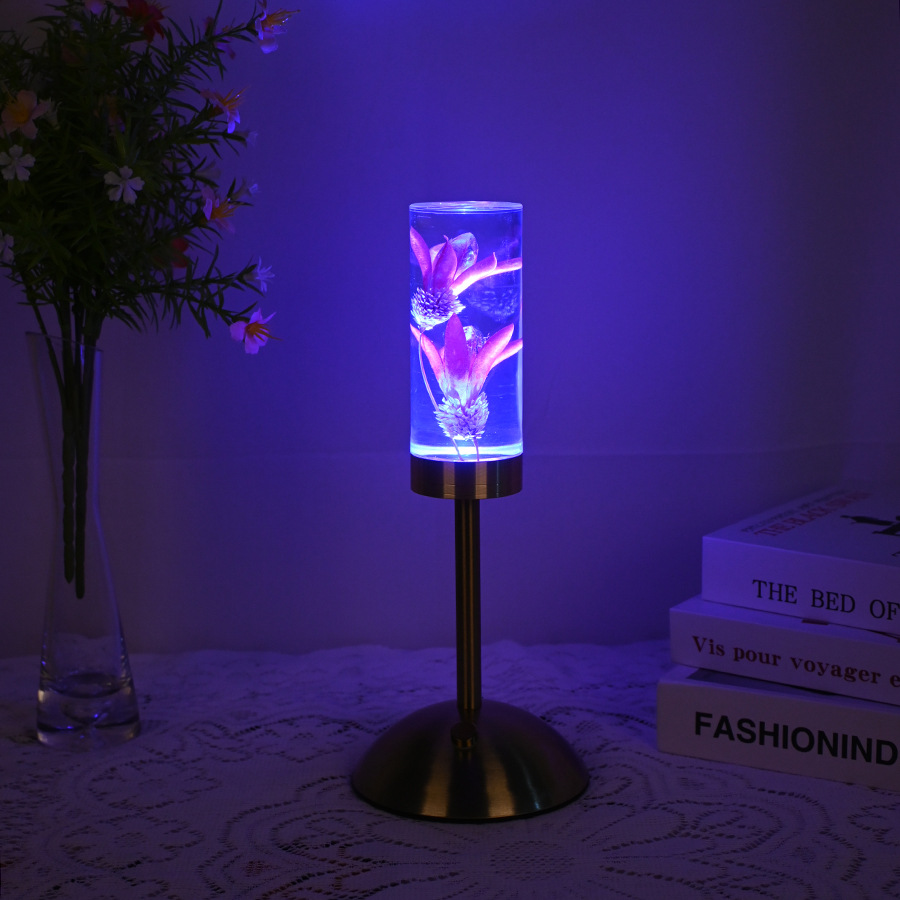 Nuevo immortalflower acrílico lámpara de mesa led creativo pequeña luz nocturna dormitorio lámpara de cabecera ambiente decoración pending crossover pic 9