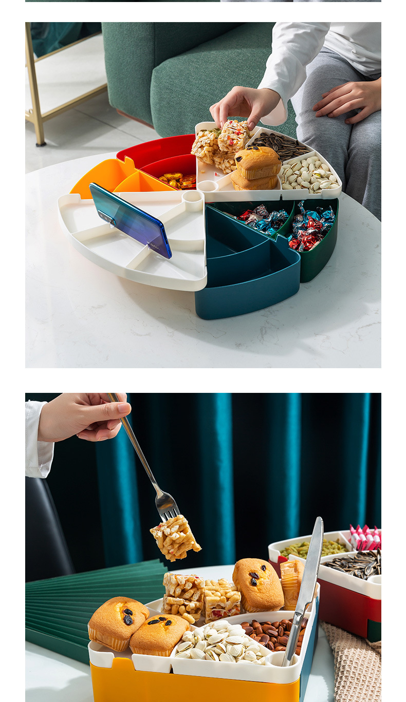 Rotating fruit plate, home living room coffee table, nut box, snack box, wedding New Year dried fruit plate, Douyin live streaming, cross-border 0750 pic 16