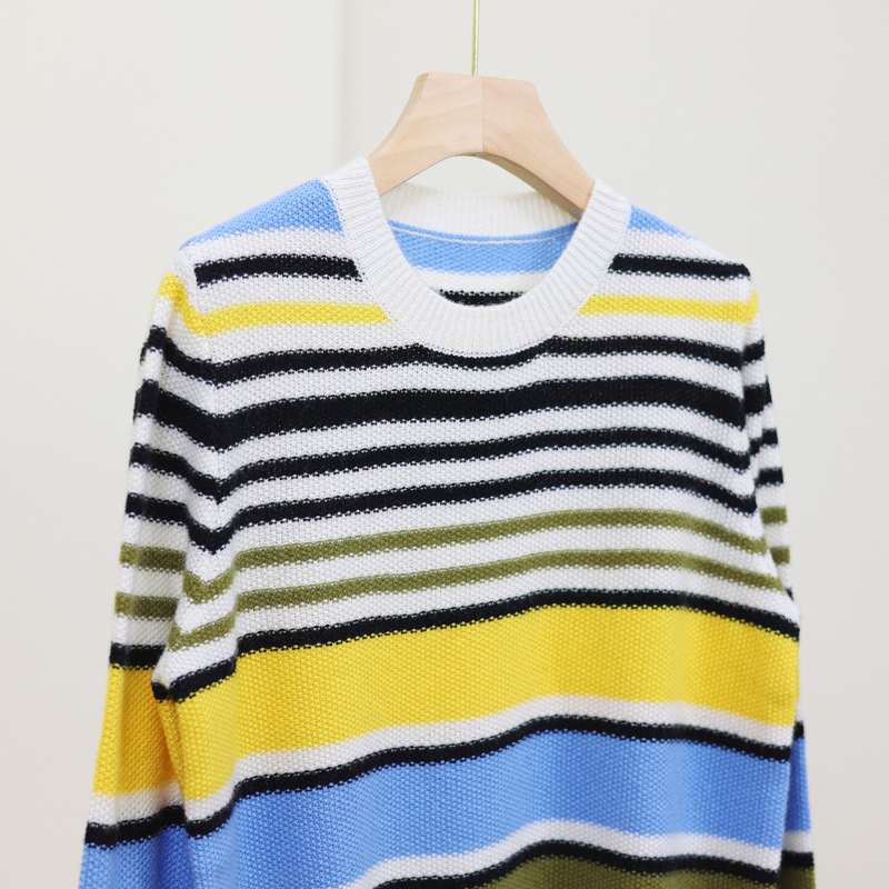 Umu Max Autumn and Winter new 100 pure cashmere sweater, round-neck rainbow striped pullover sweater, high-end women's cashmere sweater pic 17