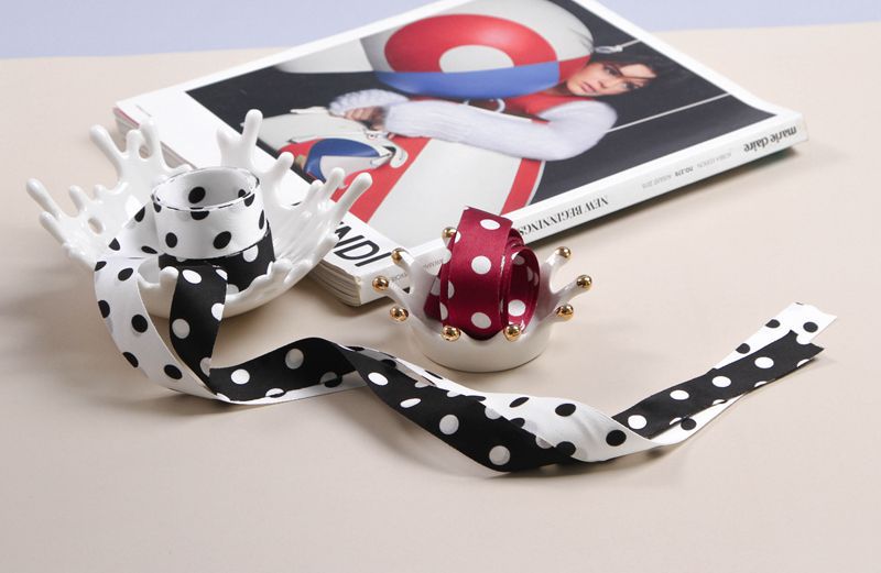 Japanese-style double-sided retro black and white polka dot ribbon, diy bow hair clip, headwear, hair accessory material, webbing pic 7