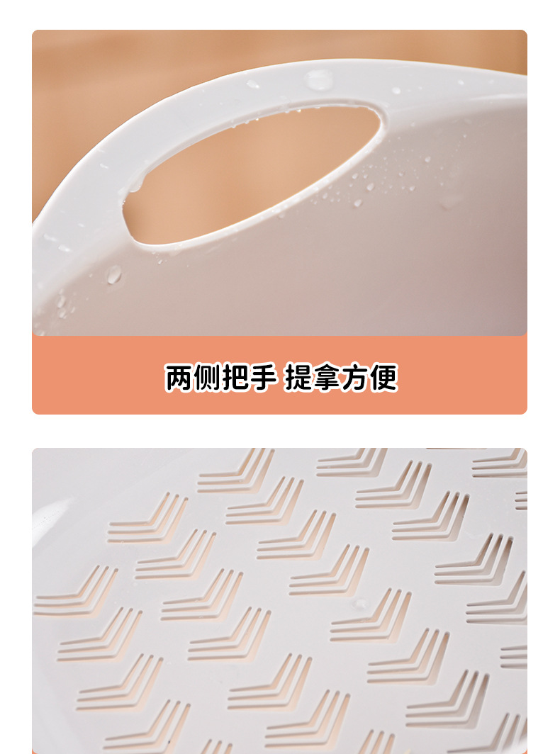 双层沥水篮圆形多功能家用厨房洗菜盆水果篮PP材质带盖沥水篮01188-0507详情10