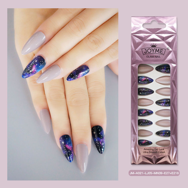Long pointed false nails, wearable nail pads, finished nail pads, teardrop almond nail pads, nail patches, cross-border from Europe and America, 24 pieces pic 11