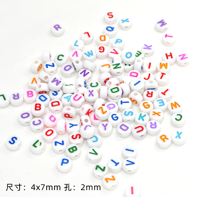 100颗/包亚克力彩色英文字母珠透明糖果色扁圆散珠diy手串珠材料详情7