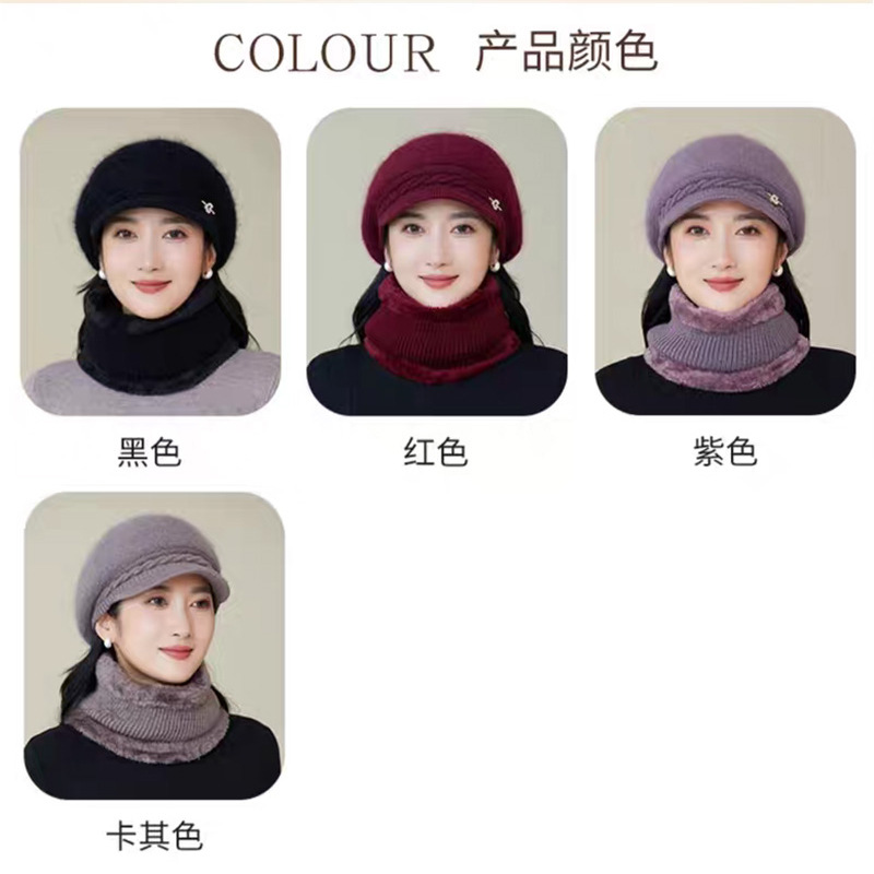 冬季妈妈帽子老太太毛线帽女士加绒兔毛保暖针织帽时尚百搭详情10