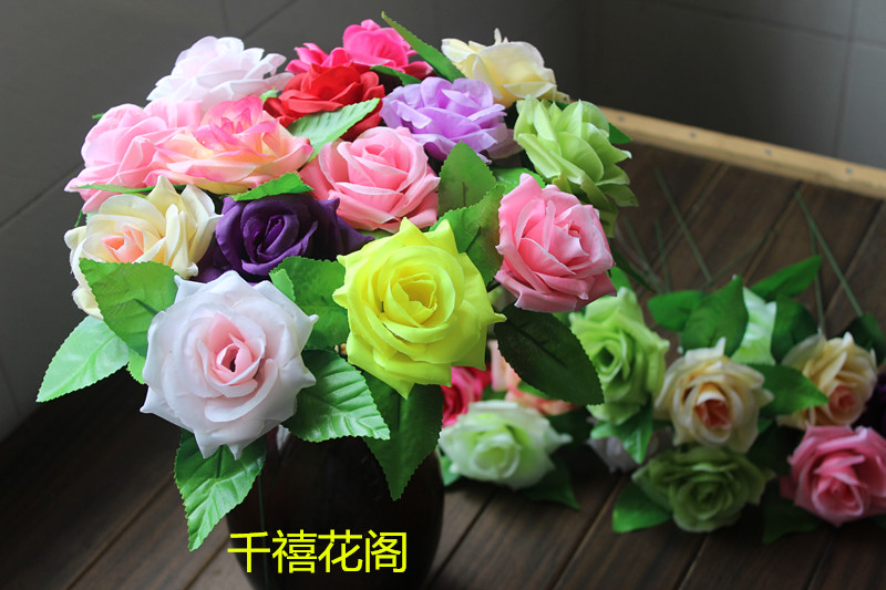 仿真花玫瑰花朵假花装饰仿真玫瑰花朵花球花墙插花花头材料绢花头详情79