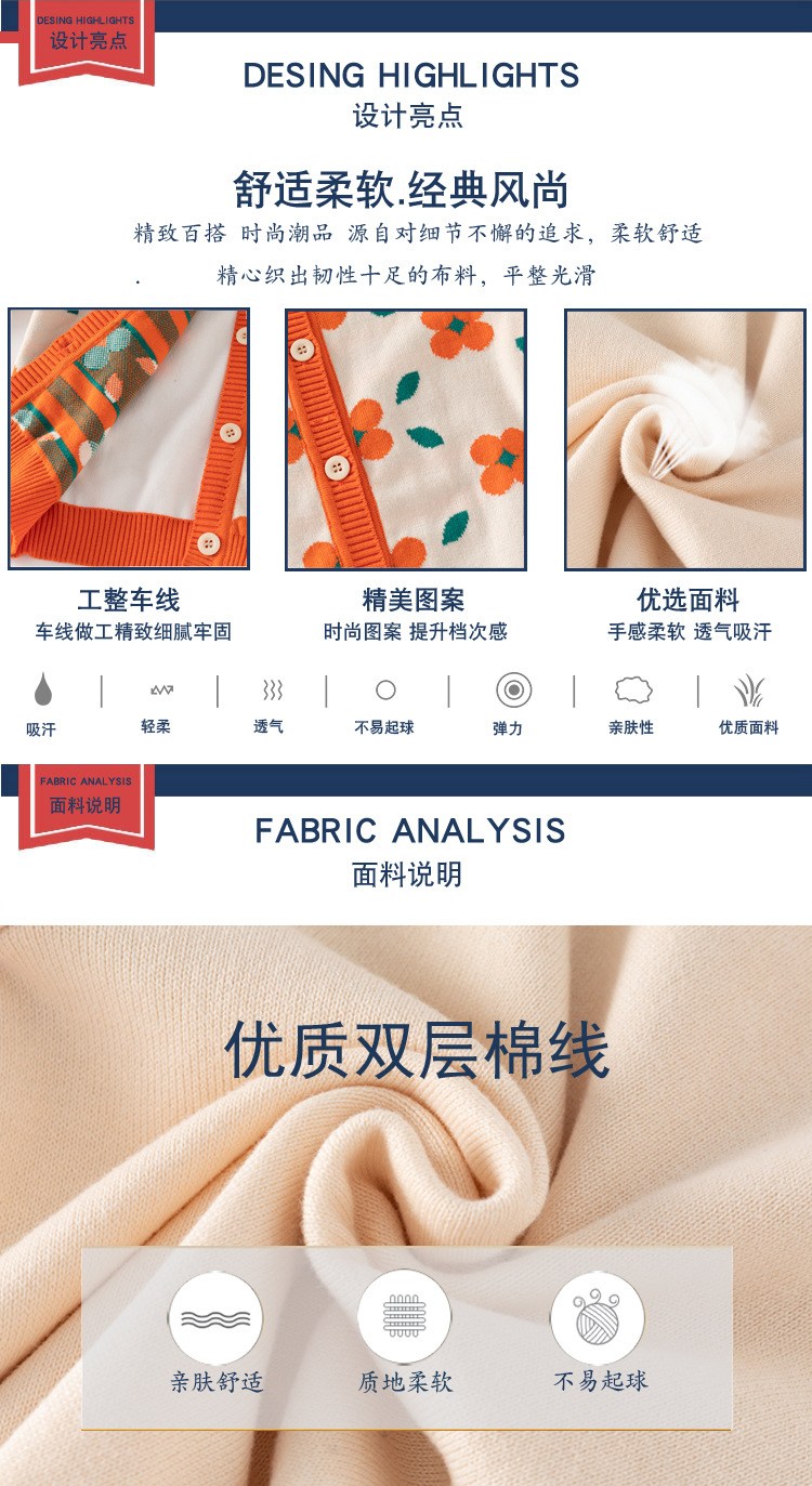 挑码拿货童装女孩清新小花毛织外套秋冬新款韩版女童双层开衫毛衣详情2