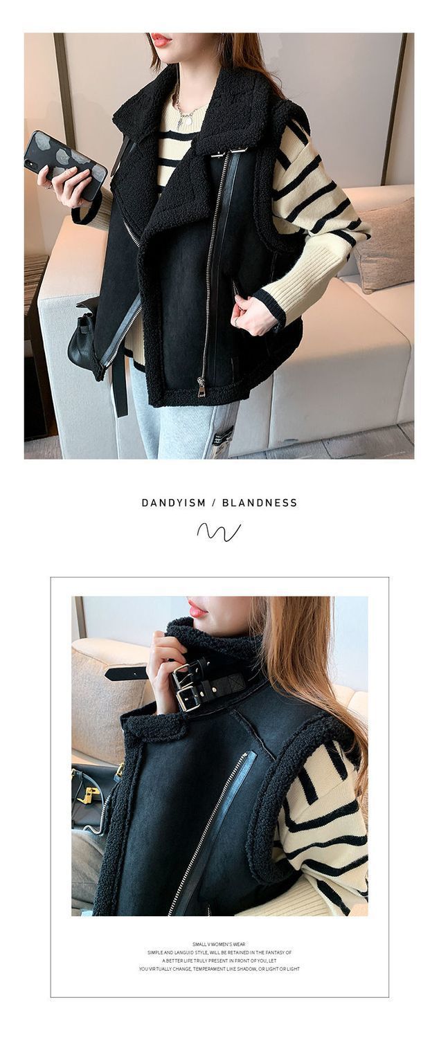 外搭叠穿小马甲女百搭外穿新款洋气今年流行马夹羊羔毛皮毛一体潮详情16
