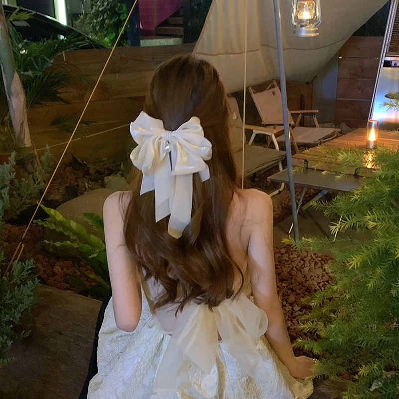 Korean Ogensa Spring/Summer velvet oversized bow spring/summer hair clip for women, hair clip at the back of the head, hair accessory for women pic 1
