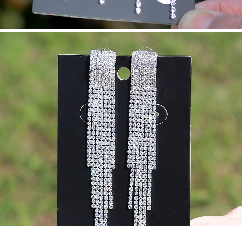 超闪爪链长款流苏耳环女欧美夸张几何形镶钻耳饰跨境货源环保饰品详情18