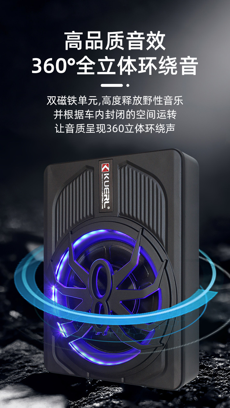 厂家批发车载音响改装蜘蛛带灯款10寸大功率有源汽车超薄低音炮详情6