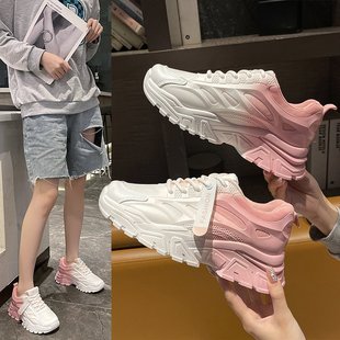韩版潮流透气老爹鞋女2022夏季厚底增高网红原宿风休闲女式运动鞋详情5