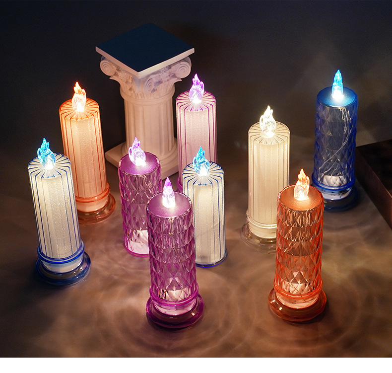 Wholesale transparent diamond-shaped LED electronic candle lights, birthday, wedding decoration, Christmas, Halloween projection atmosphere lights pic 5