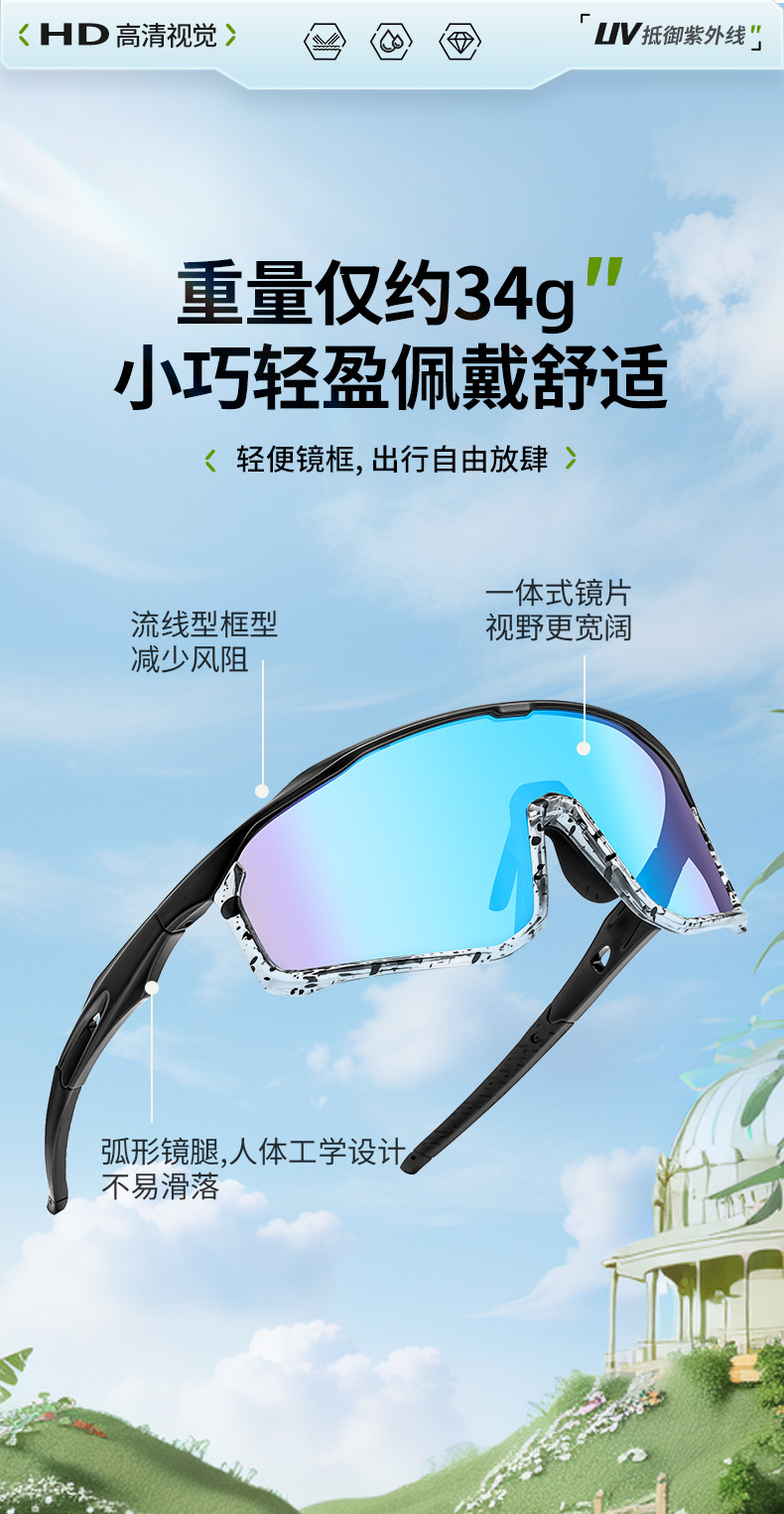 新款时尚欧美骑行眼镜炫彩防风防尘运动太阳镜批发户外登山遮阳镜详情1