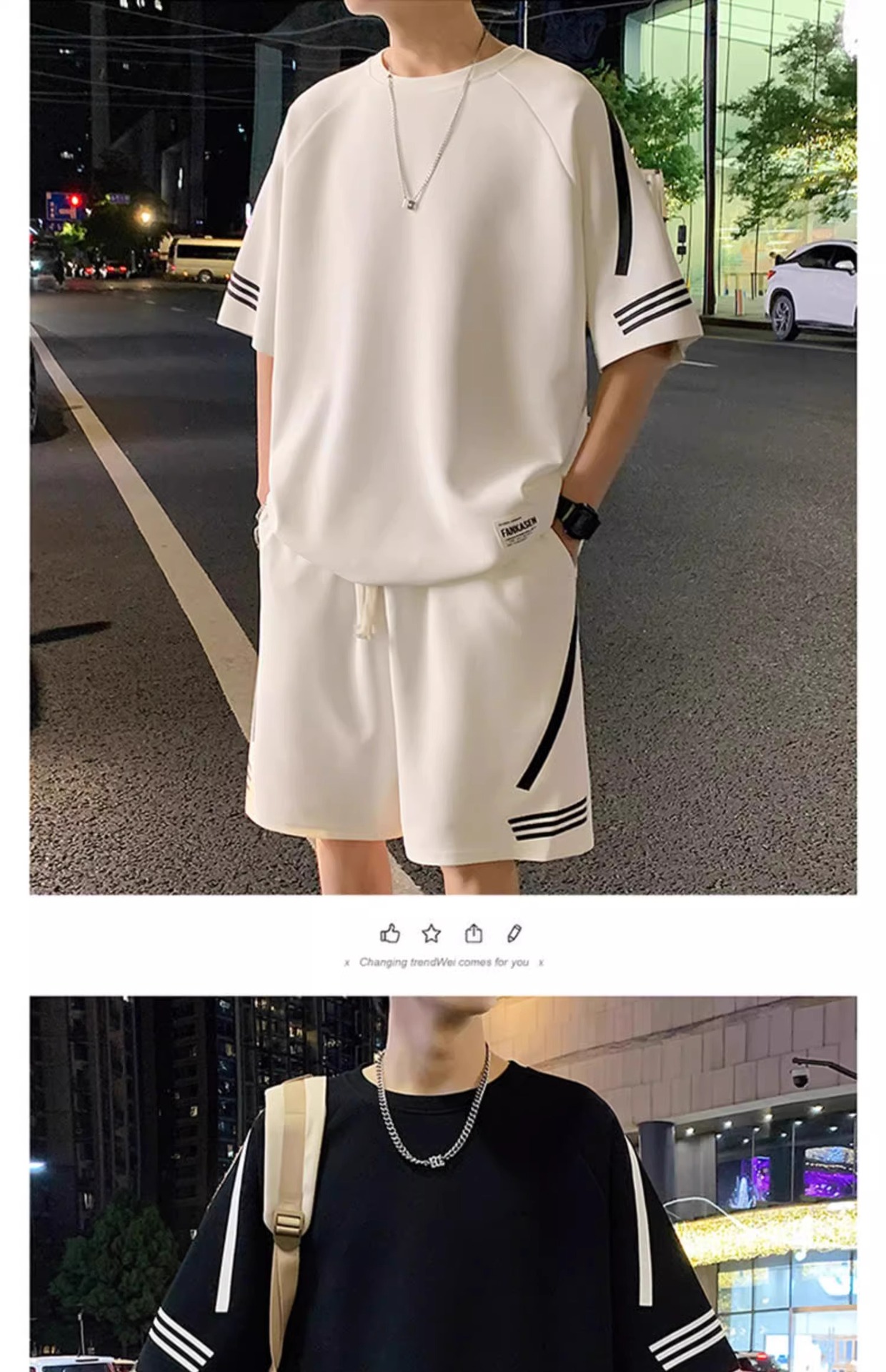 休闲运动套装男夏季薄款宽松冰丝短袖t恤男士短裤搭配帅气两件套T详情10