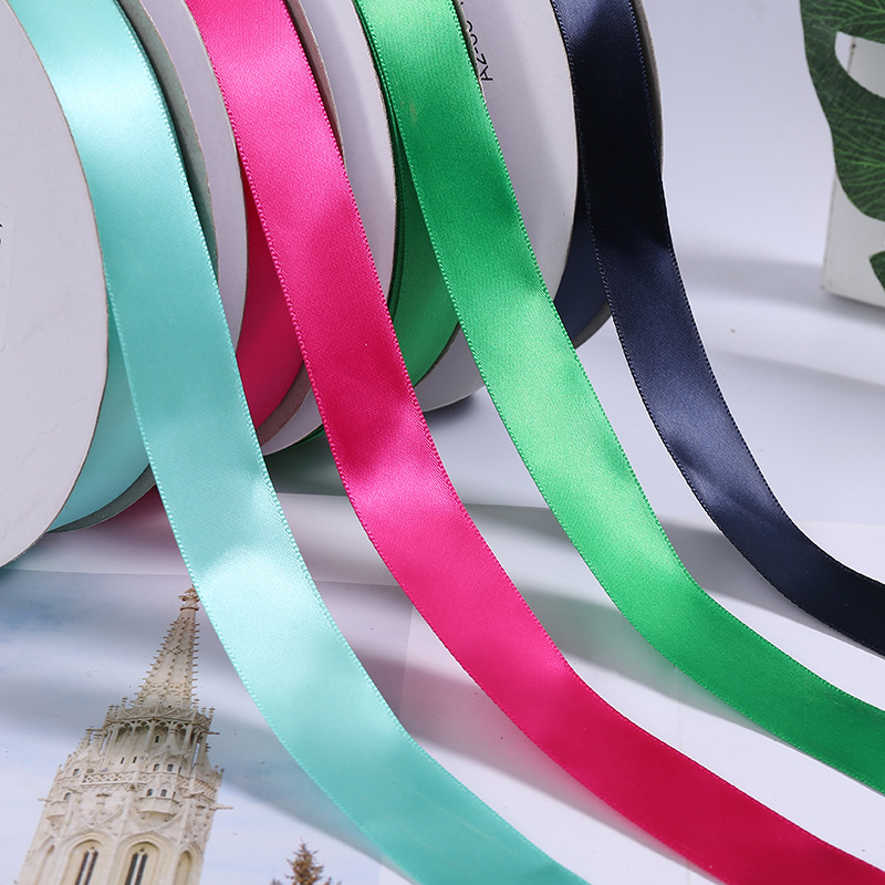 Tianmei polyester colored satin ribbon 2.5CM polyester colored denser satin ribbon Wedding decoration ribbon wholesale ribbon pic 11