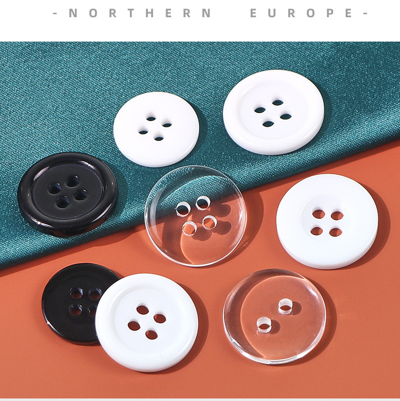 两眼树脂纽扣四眼面包扣黑白衬衫风衣树脂纽扣四眼面包扣细边透明详情13