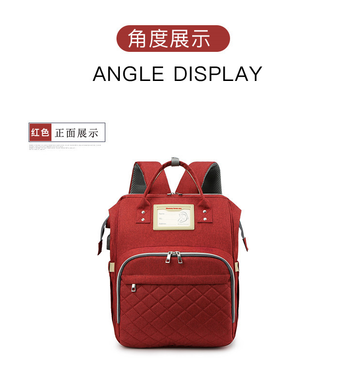 Nuevo modelo mommy bag cama cama plegable baby bag mamá multifuncional recargable impermeable bordado hilo mochila cama cross-border blast pic 33
