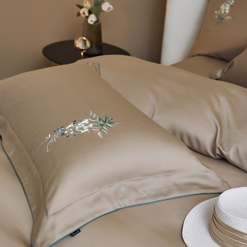 春夏季新款植物天丝四件套高端亲肤仿真丝裸睡床品详情2