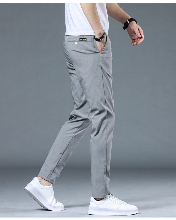 夏季薄款休闲裤男款修身直筒透气弹力冰丝百搭潮流男裤子批发凉感详情25