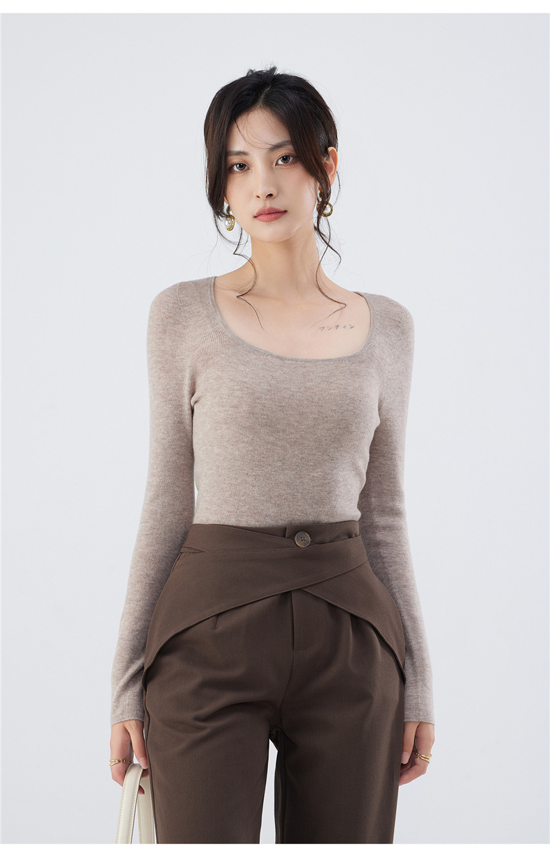 48-count fine-spun wool sweater for women, 100 pure wool seamless one-piece base layer, slim 18-stitch ultra-fine knitted sweater, thin pic 23