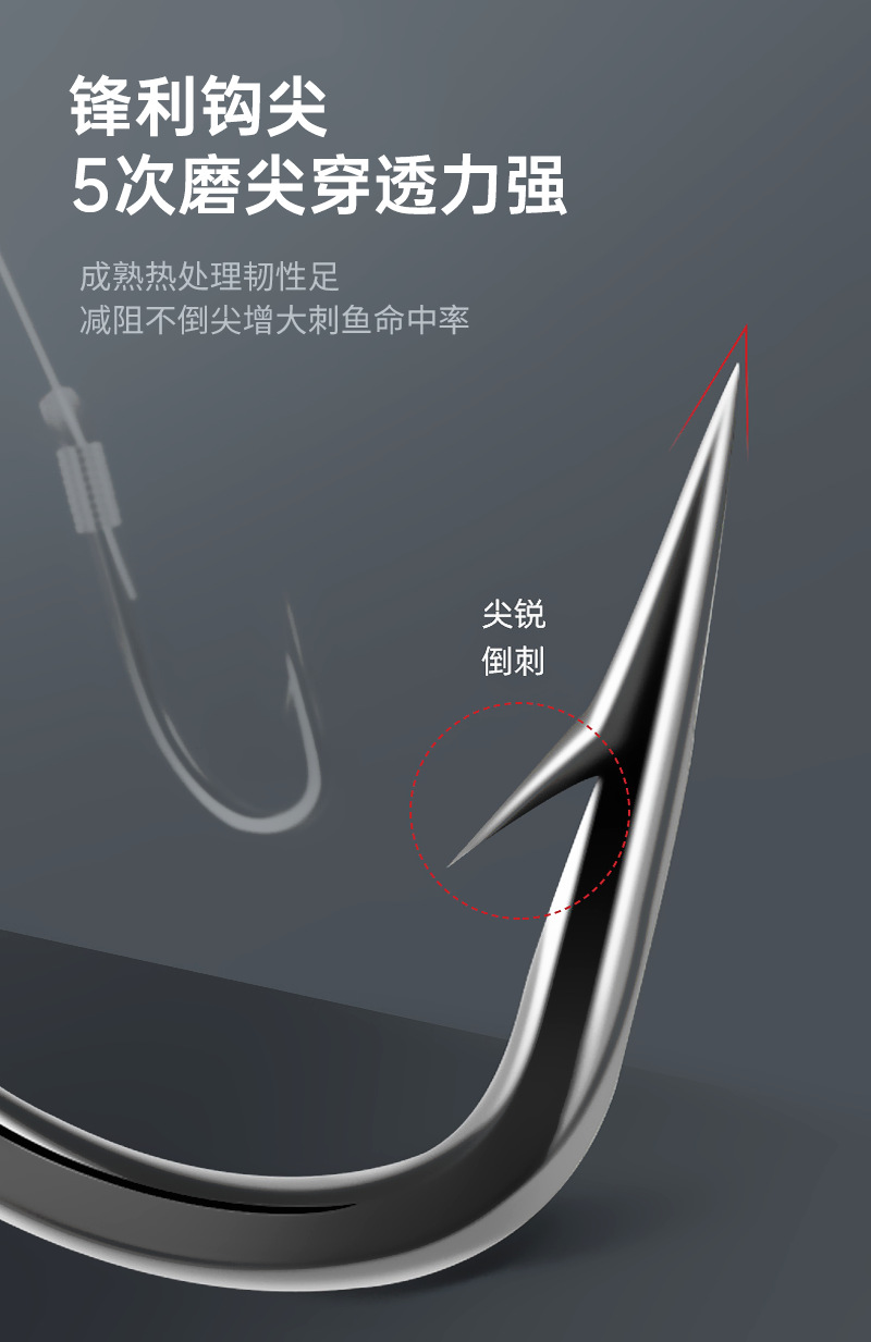 Longshou Feng sub-thread double hook finished product hook Fish hook tied finished product sub-thread fish hook sub-thread finished Iseni wholesale pic 42