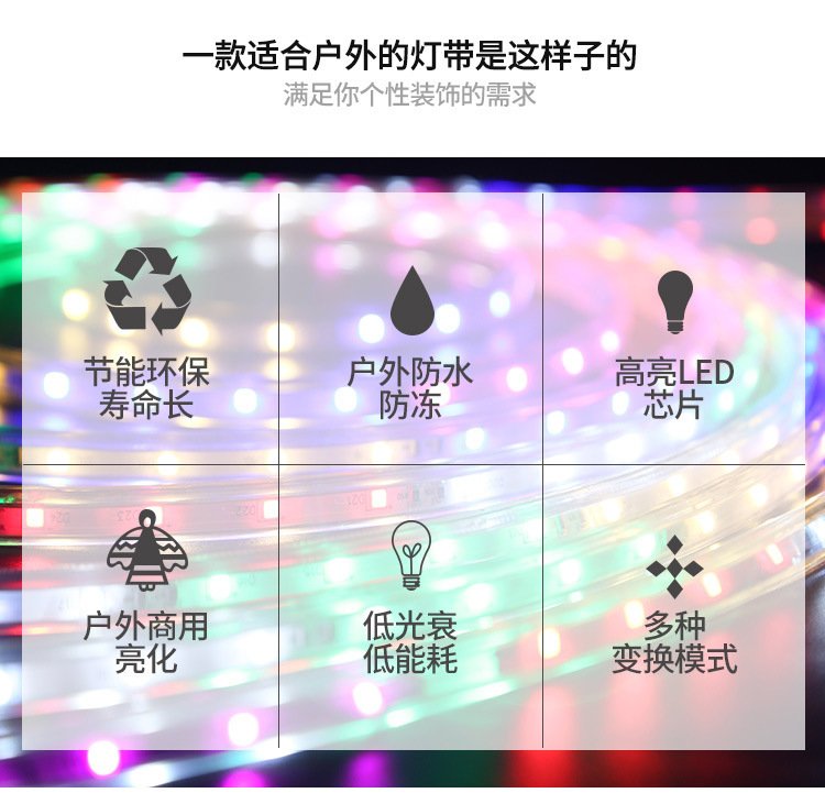 跑马灯七彩流水室外霓虹灯带led灯条广告牌户外防水过年新年彩灯详情3