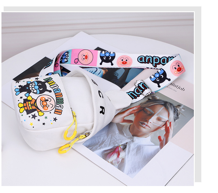 2021 new stylish ins casual Korean-style waist bag, crossbody bag, chest bag, cartoon cute crossbody canvas small bag pic 19