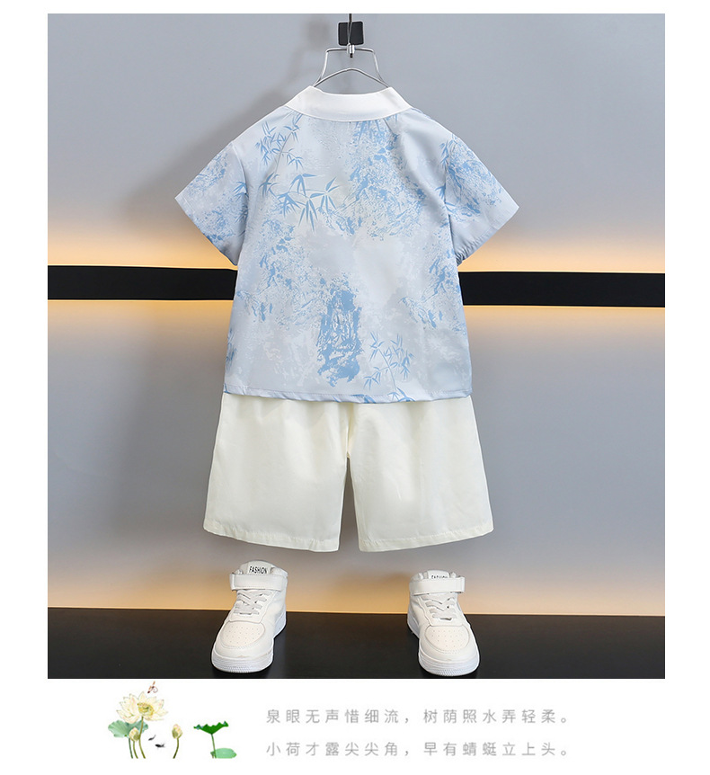 国潮汉服套装儿童国风夏装2025新款男女童六一演出服古装短袖两件套潮详情14
