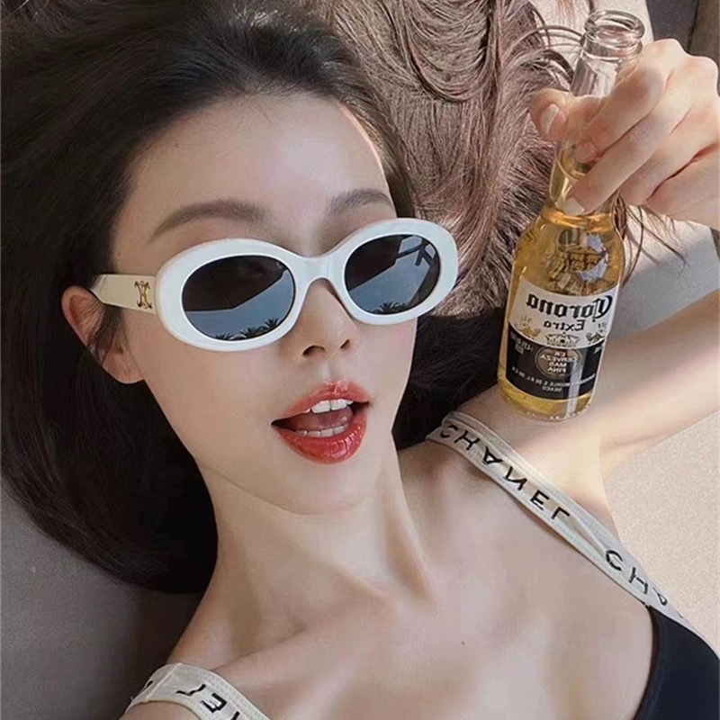 网红复古凯旋门墨镜女猫眼椭圆形高级感防晒防紫外线偏光太阳眼镜详情7