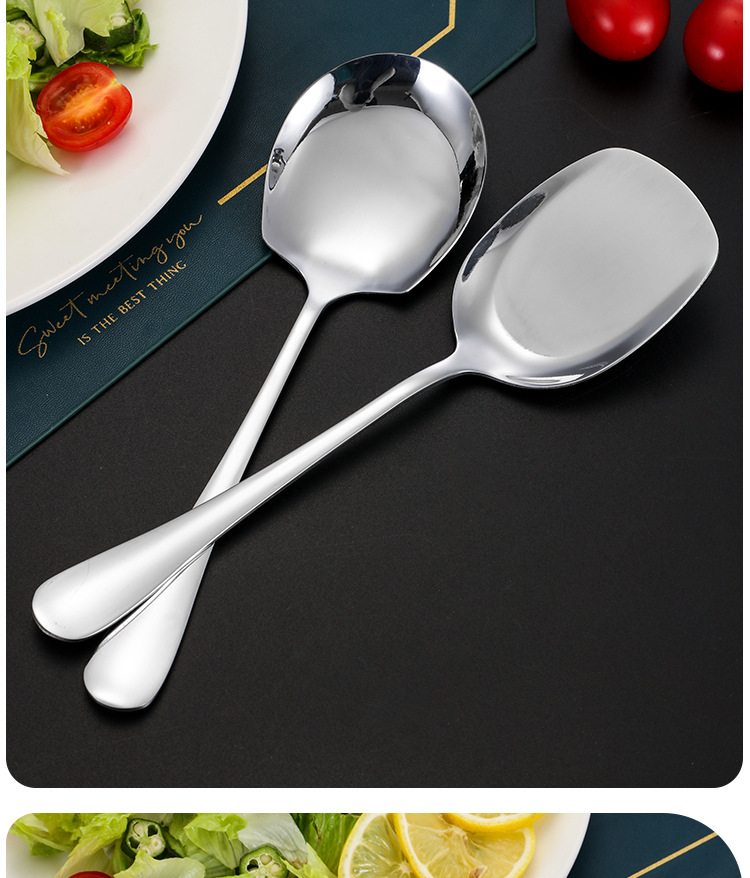 Stainless steel tableware, public spoons, household thickened long-handled serving spoons, restaurant buffet serving spoons, large serving spoons, hotel pic 17