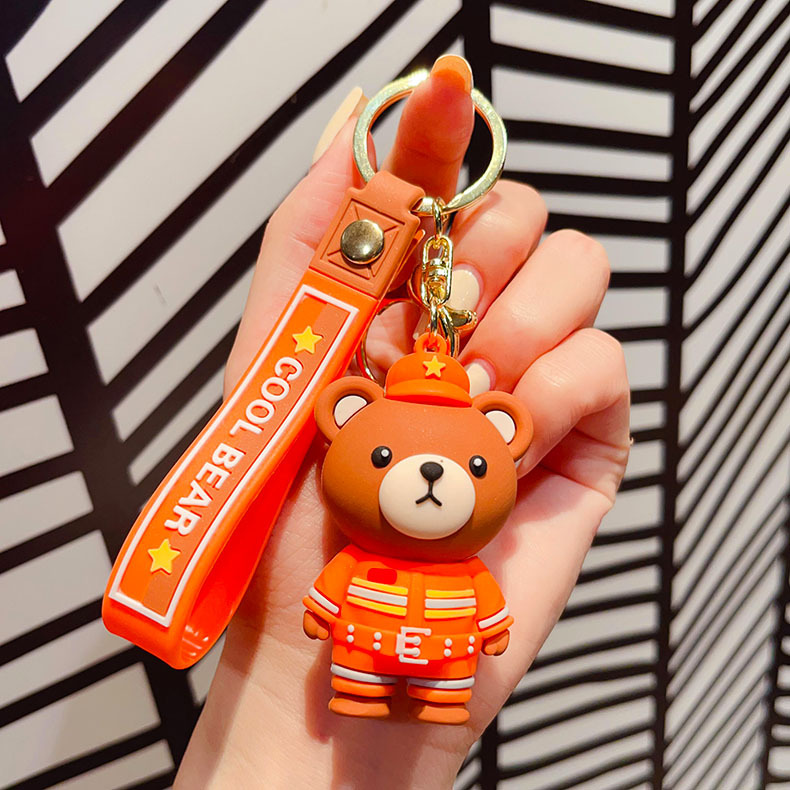 卡通小熊警察钥匙扣公仔消防员小熊包包汽车挂饰娃娃机小礼品批发详情11
