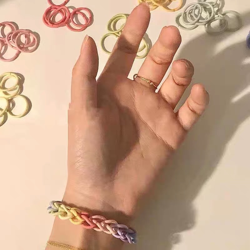 The same DIY hair tie as on Xiaohongshu, sweet headband, hand-woven candy-colored rubber band, couple and best friend bracelet, dual-purpose pic 8