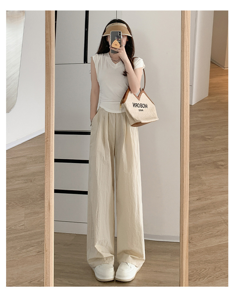 Autumn wide-leg pants for women, spring and autumn pleated laid-back style floor-length pants, casual pants, loose and long pants pic 34