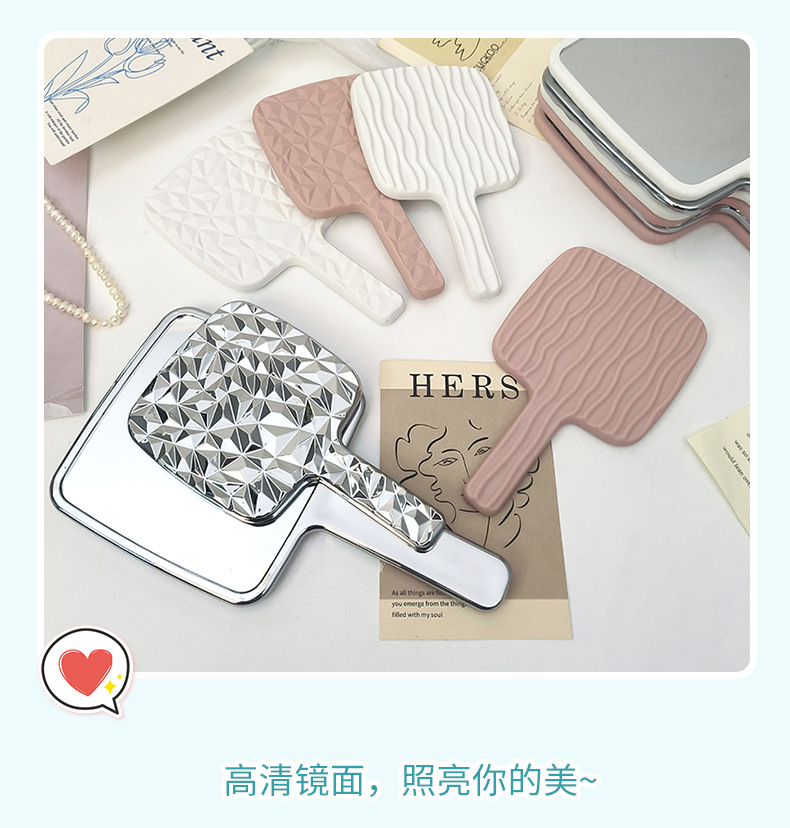 厂家直供方手柄镜化妆美容镜网红镜单面镜便携式喷漆UV电镀手持镜详情11